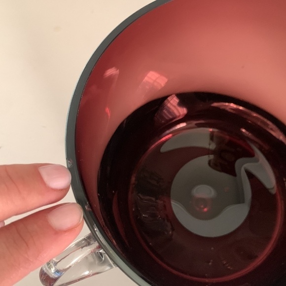 MCM Krosno Poland Block Art Glass With handles Vase Purple Clear Base Bubble - Picture 8 of 17